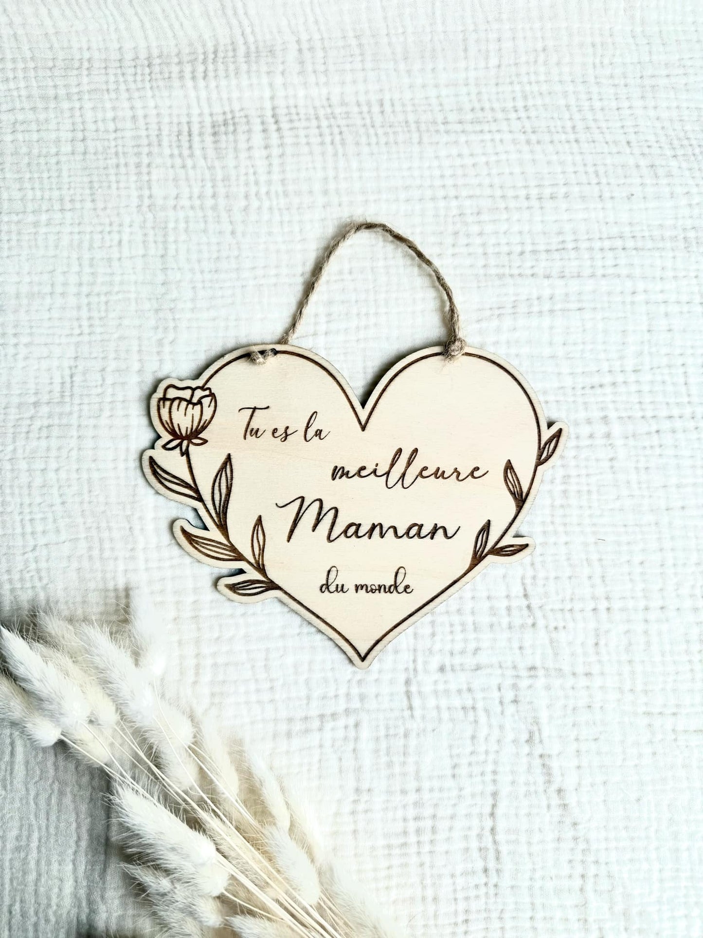 Coeur fleuris à suspendre Maman