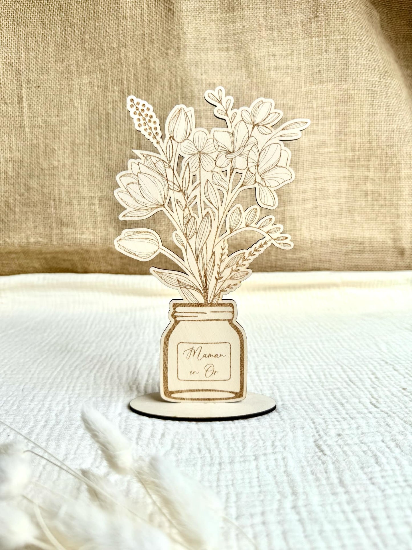 Décoration bouquet de fleurs "Maman en Or"