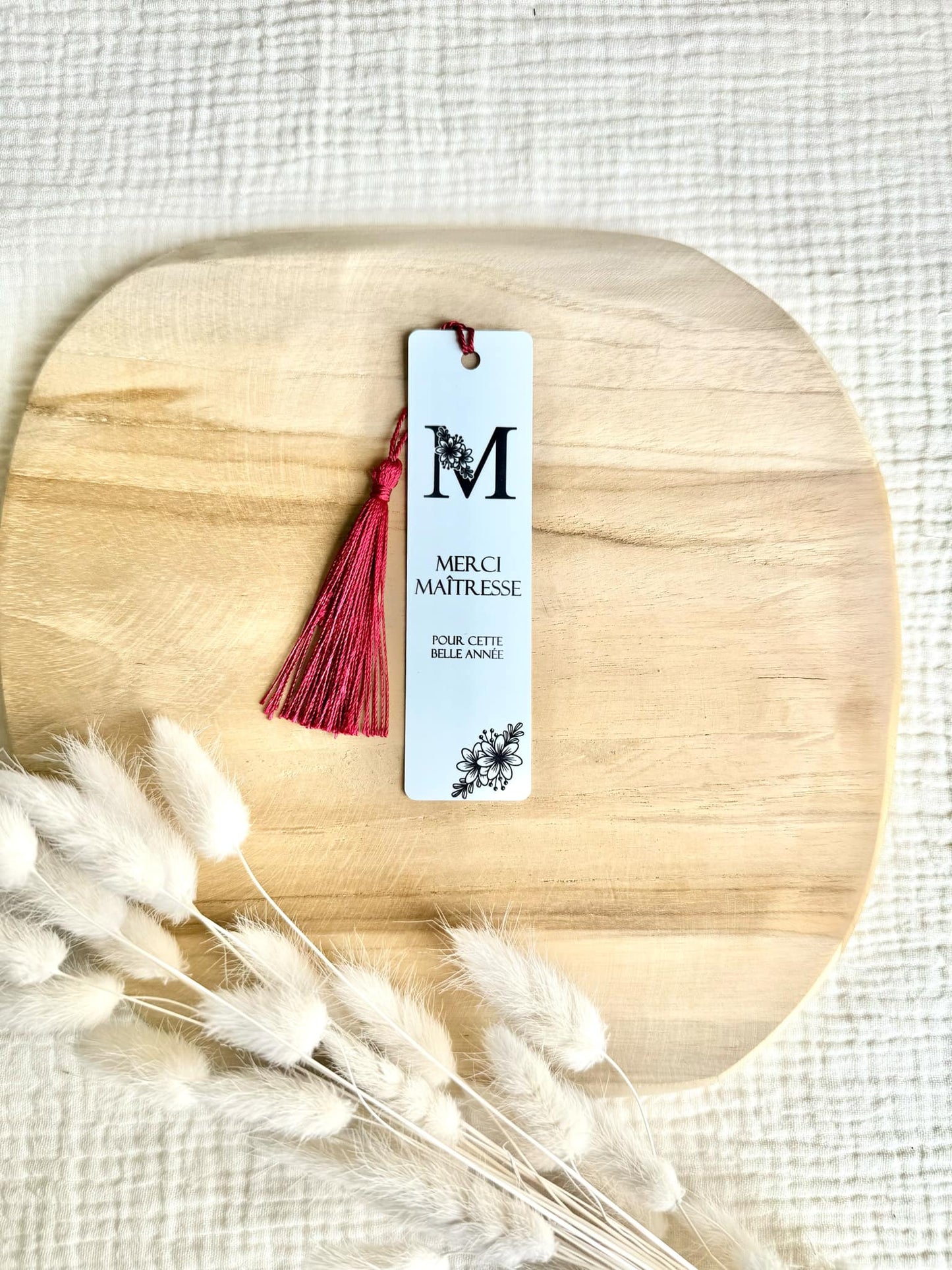 Marque Page "Merci Maîtresse" lettre fleuris