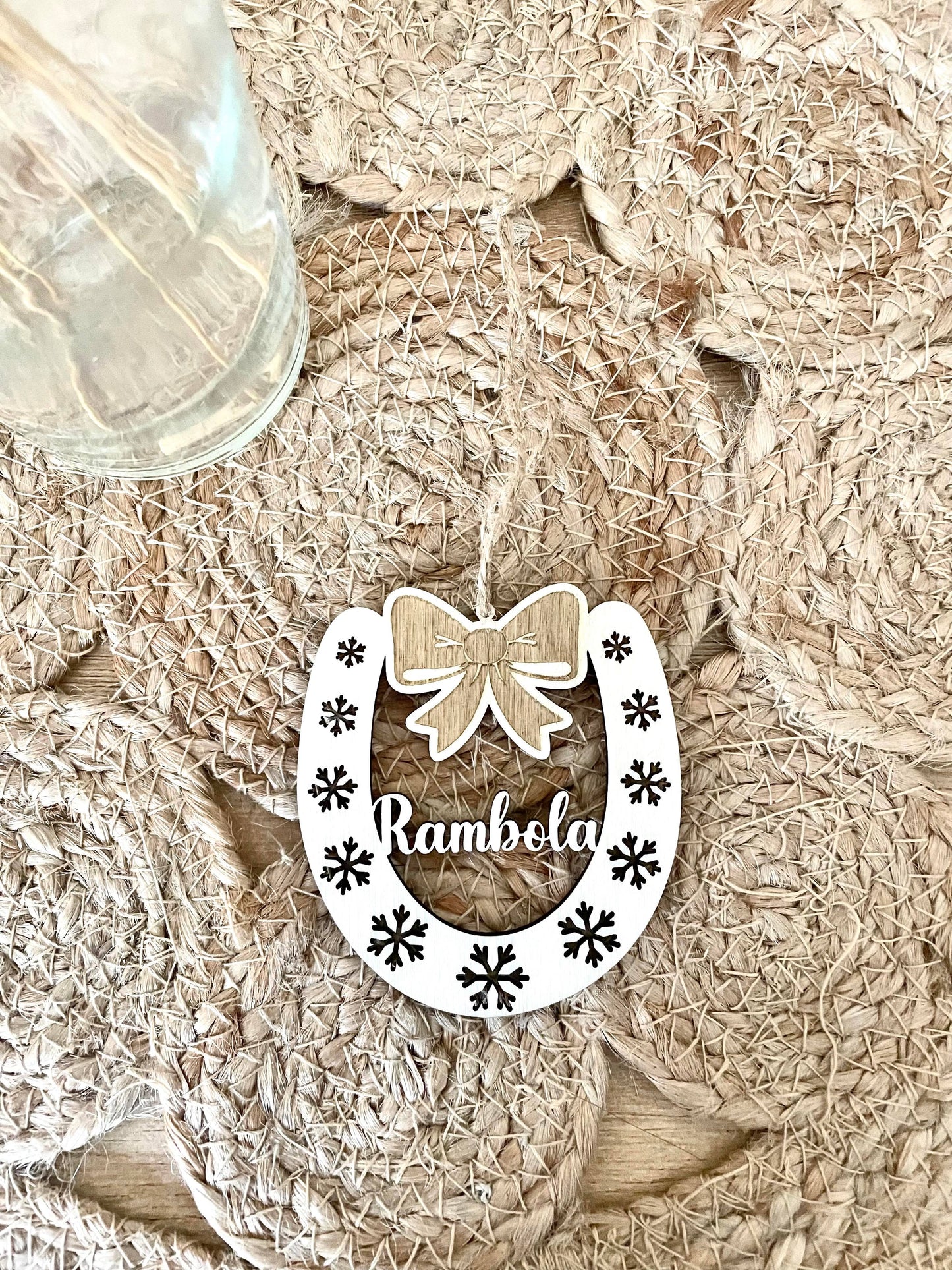 Boule de Noël en bois fer à cheval Noeud