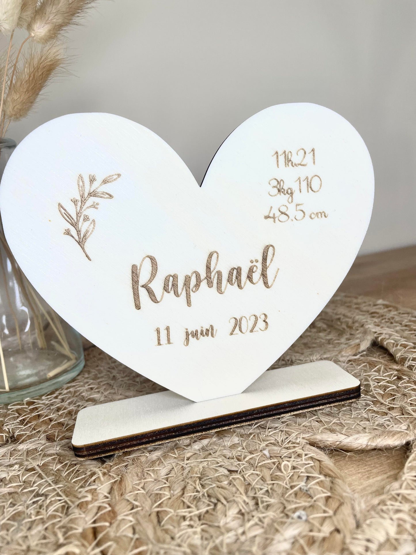 Pancarte coeur naissance + socle