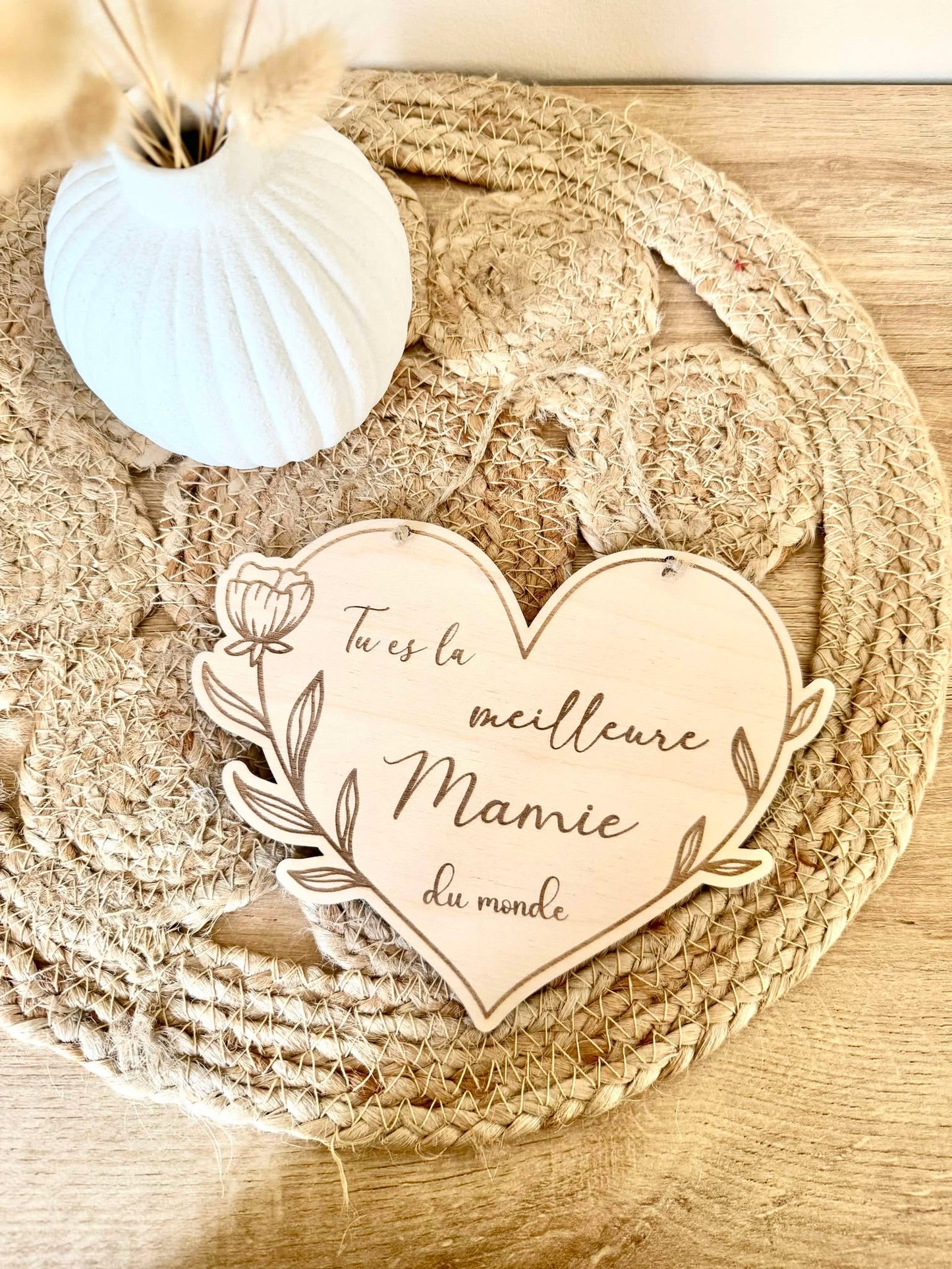 Coeur fleuris à suspendre Meilleure Mamie