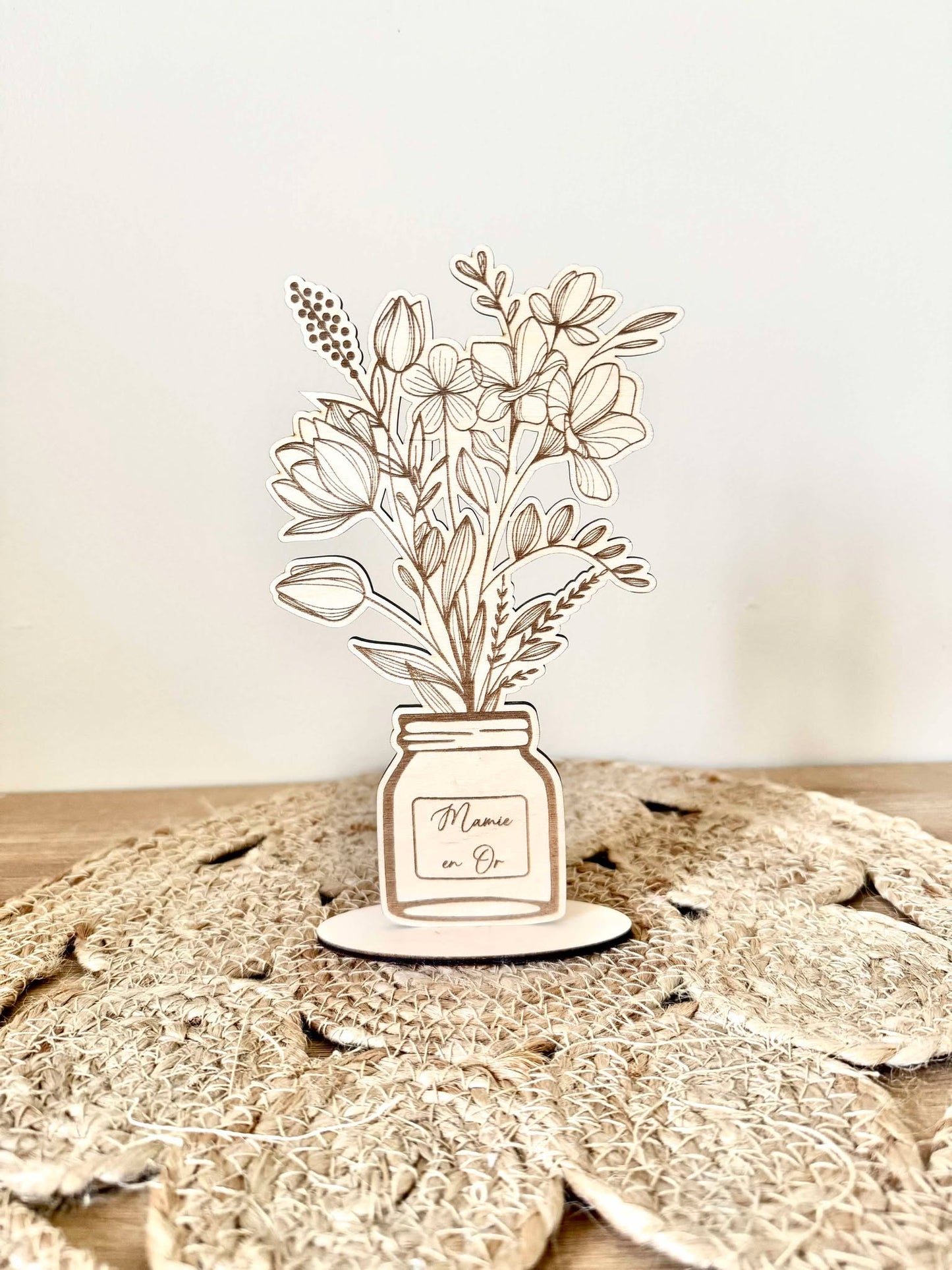 Décoration bouquet de fleurs Mamie en Or