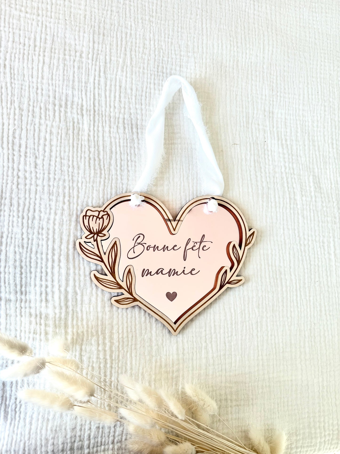 Coeur à suspendre miroir Bonne fête Mamie