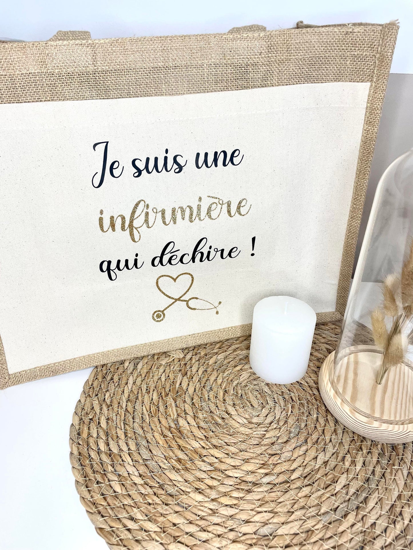 Grand sac en toile de jute Infirmière