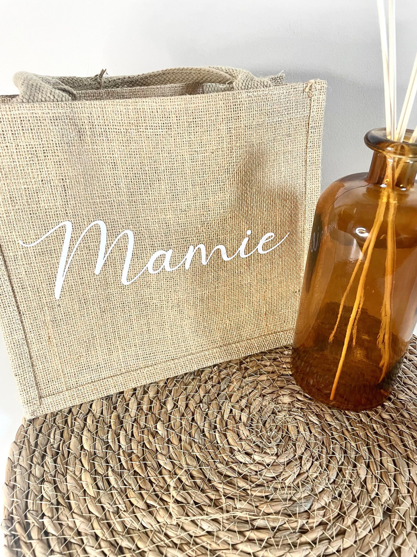 Petit sac toile de jute Mamie