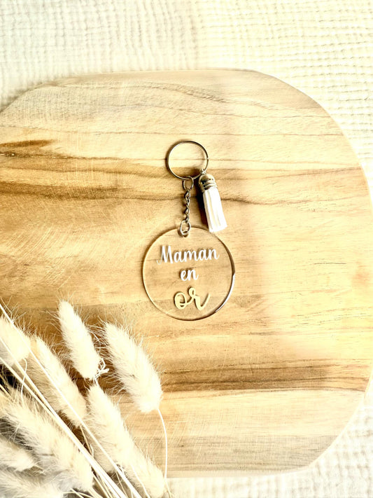 Porte clé maman en Or