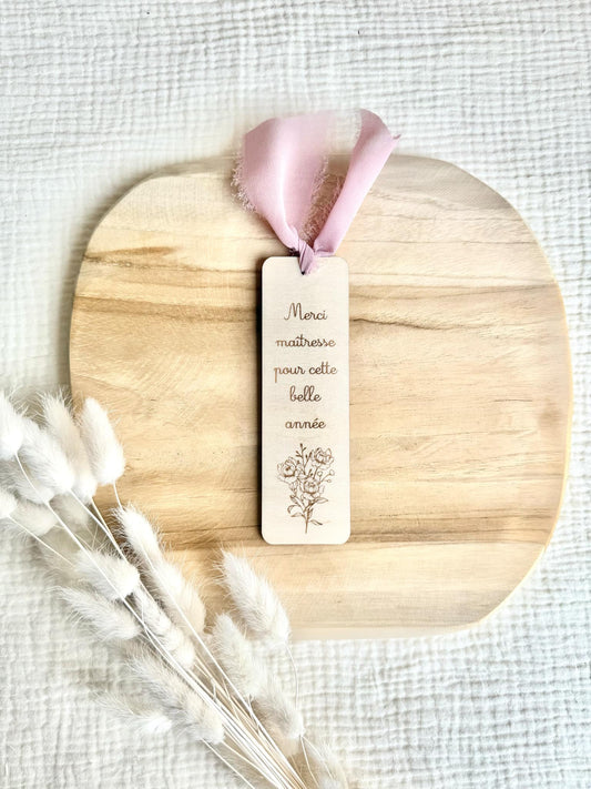 Marque page bois Merci Maîtresse