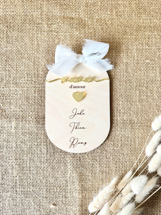 Carte en bois Maman