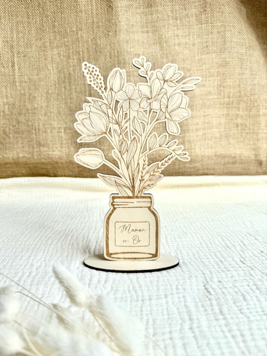 Décoration bouquet de fleurs "Maman en Or"