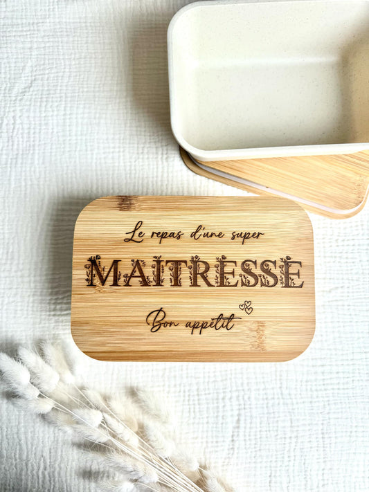 Lunch box Maîtresse lettre fleuries