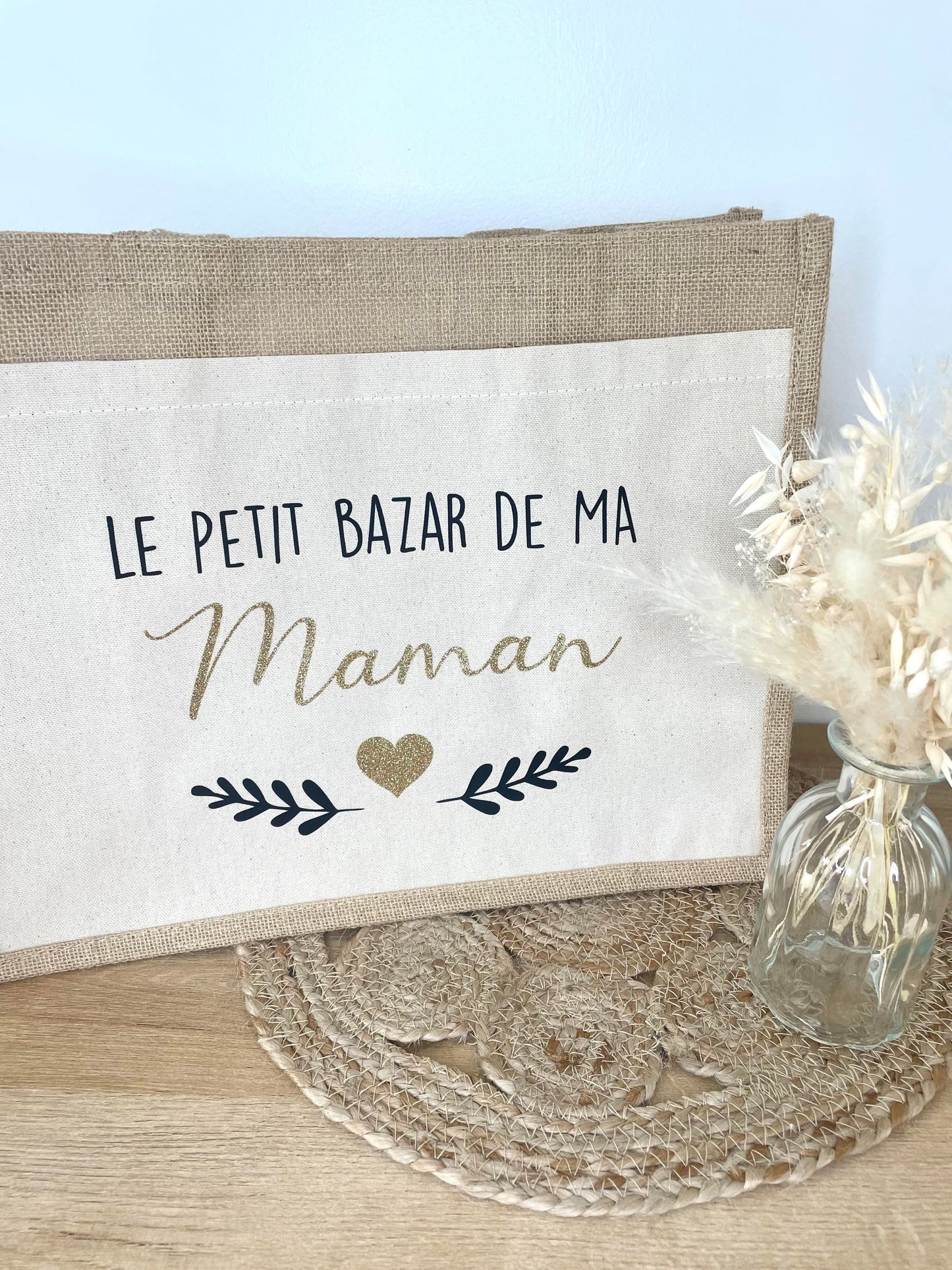 Grand sac en toile de jute Bazar de maman