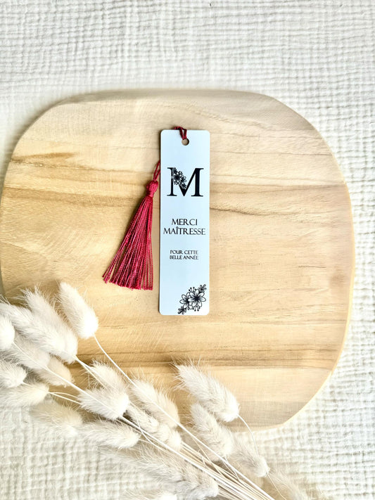 Marque Page "Merci Maîtresse" lettre fleuris