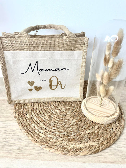 Petit sac Jute Maman en Or