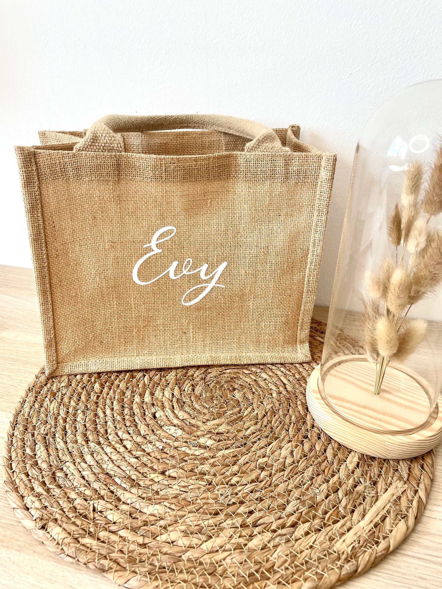 Petit sac en toile de jute Prénom