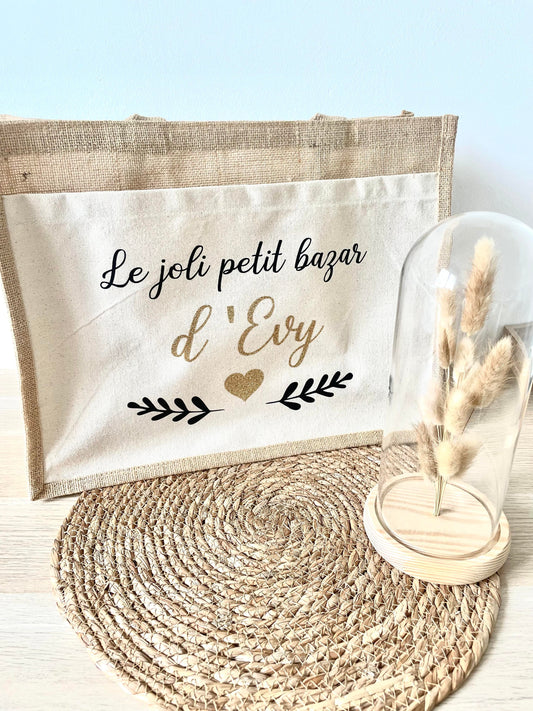 Grand sac en toile de jute Le joli petit bazar