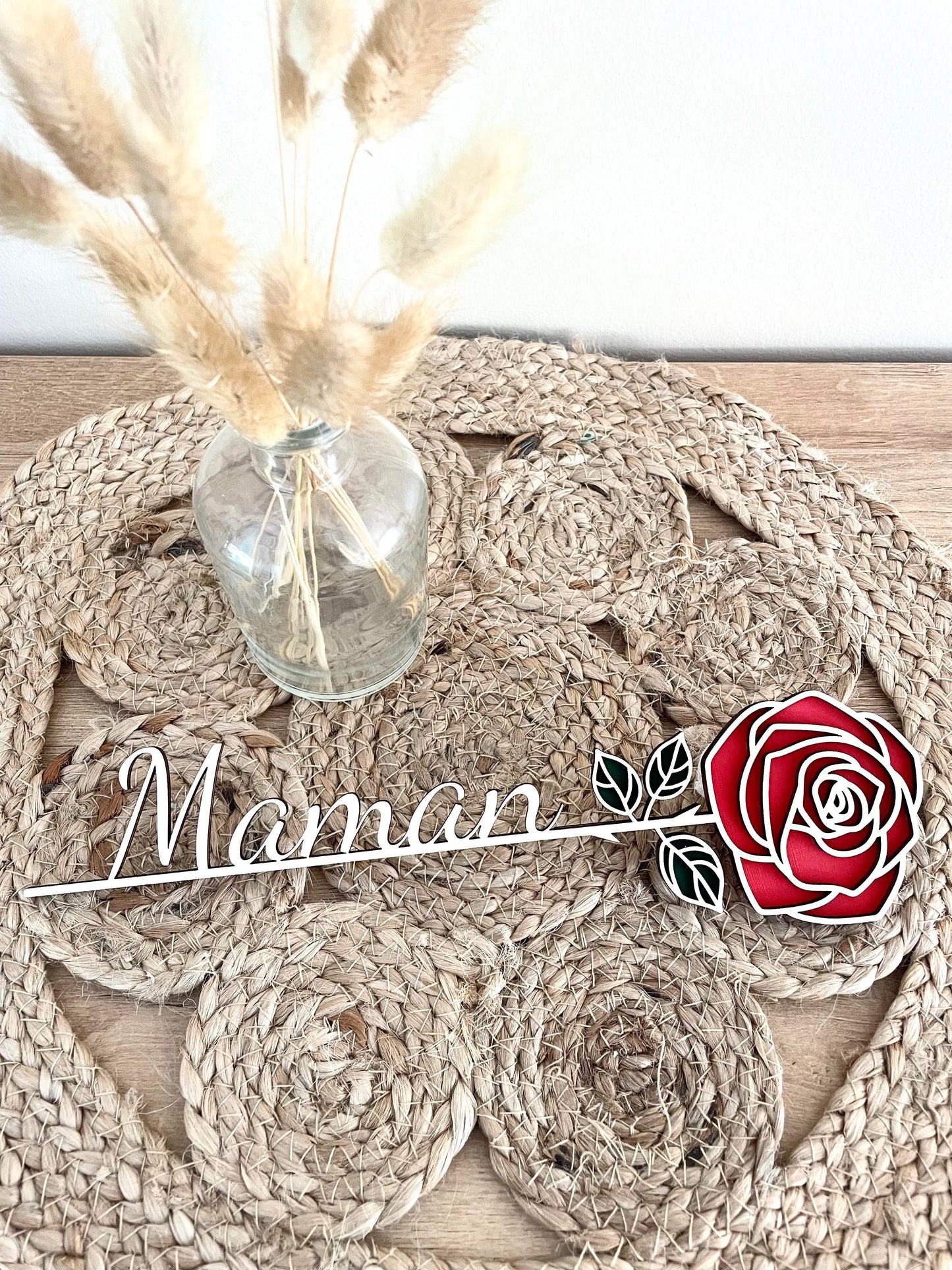 Rose en bois Maman