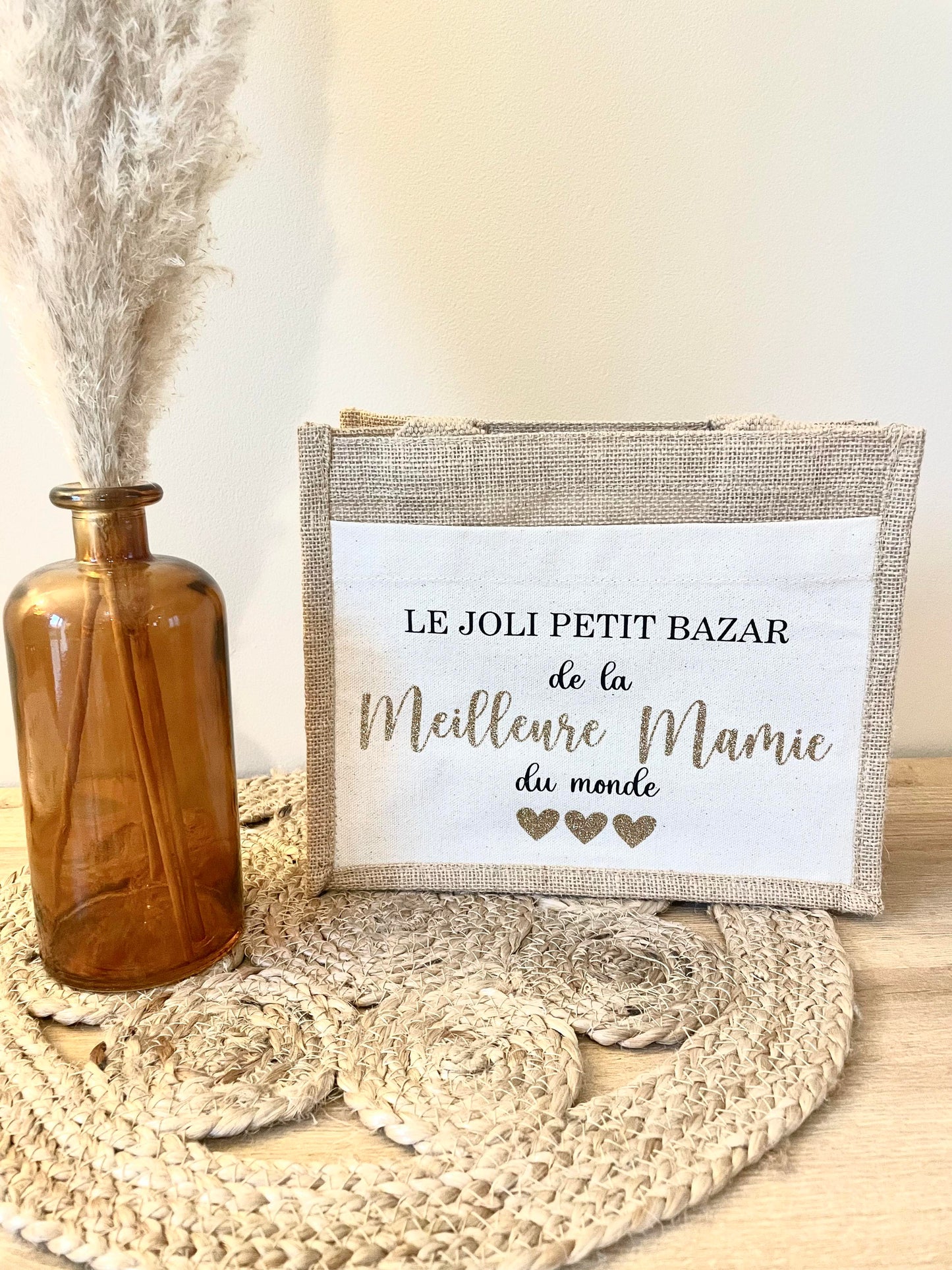 Petit sac en toile de jute Meilleure Mamie