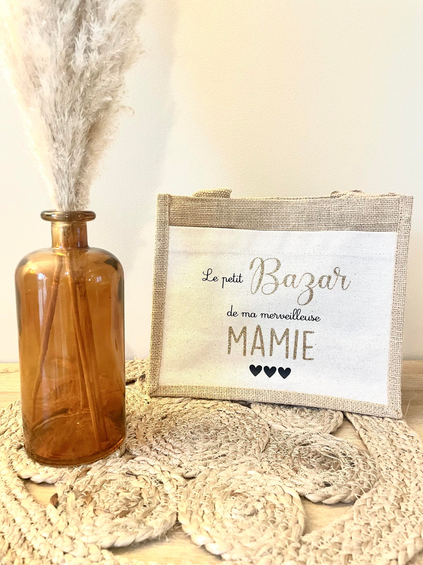 Petit sac en toile de jute Merveilleuse Mamie