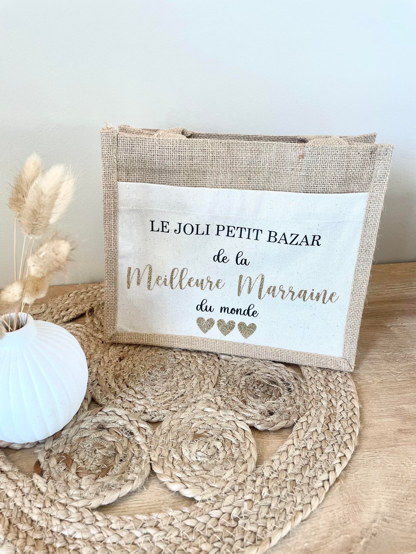 Petit sac jute Meilleure Marraine