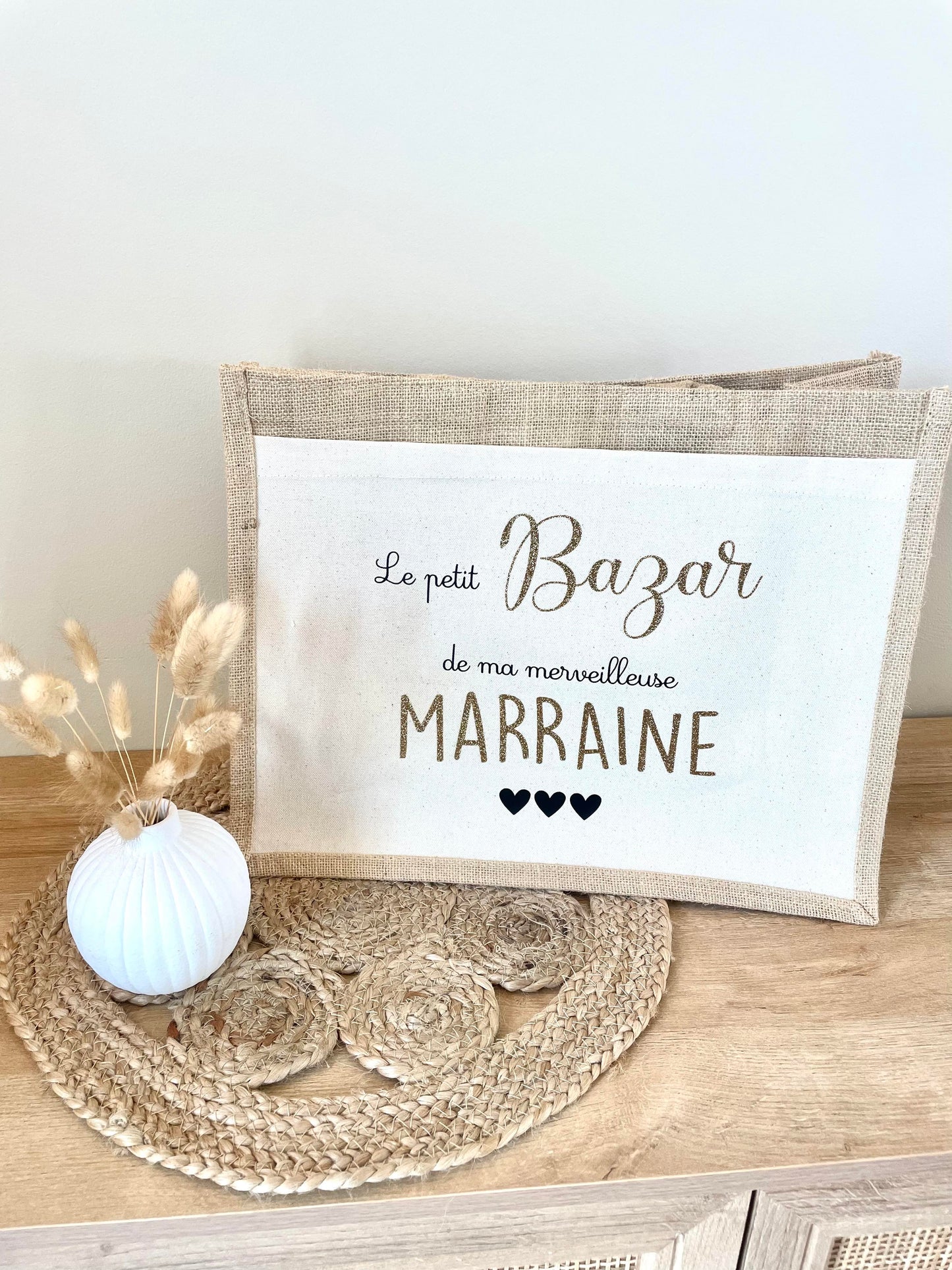 Grand sac en toile de jute Marraine