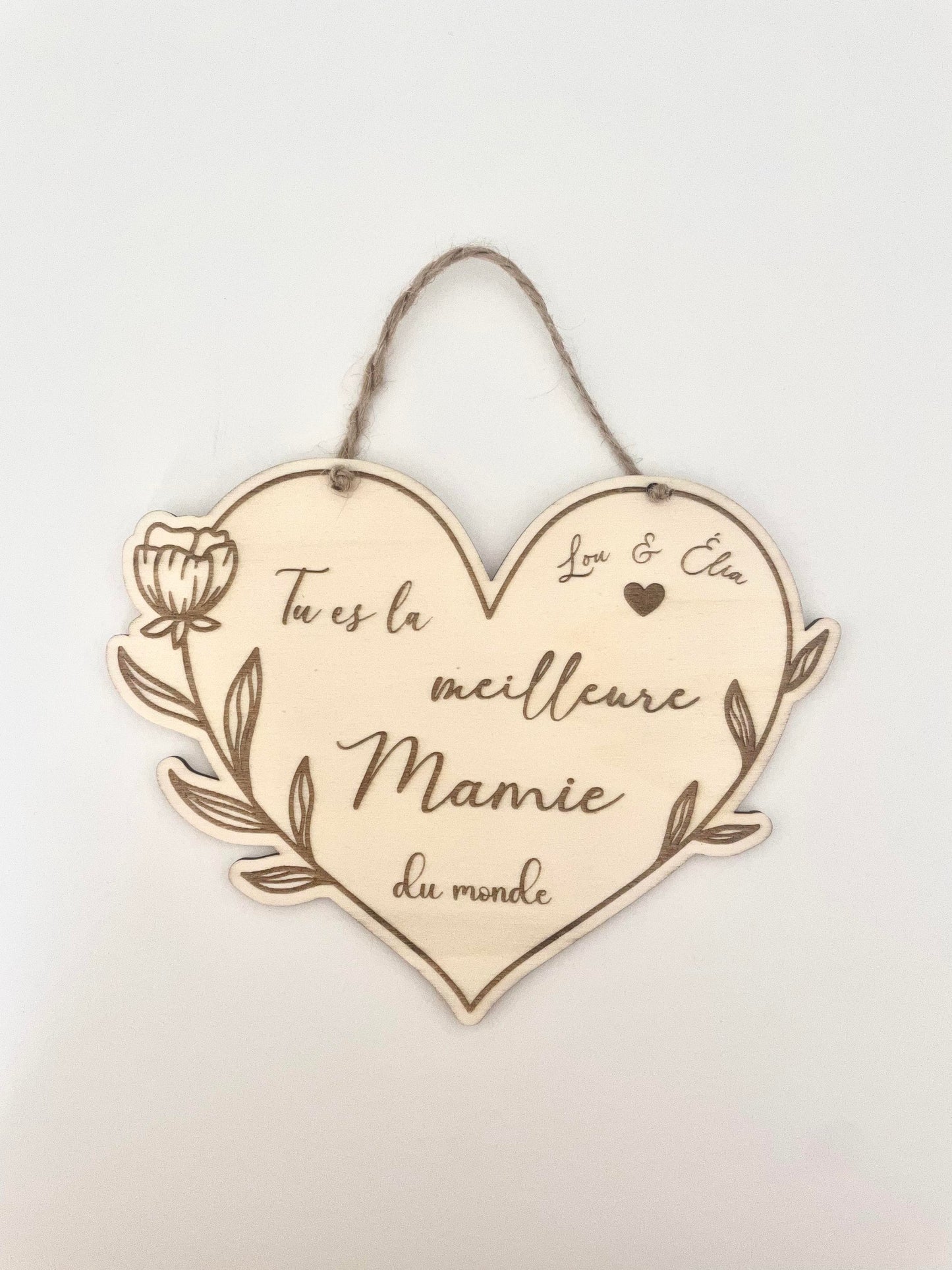 Coeur fleuris à suspendre Meilleure Mamie