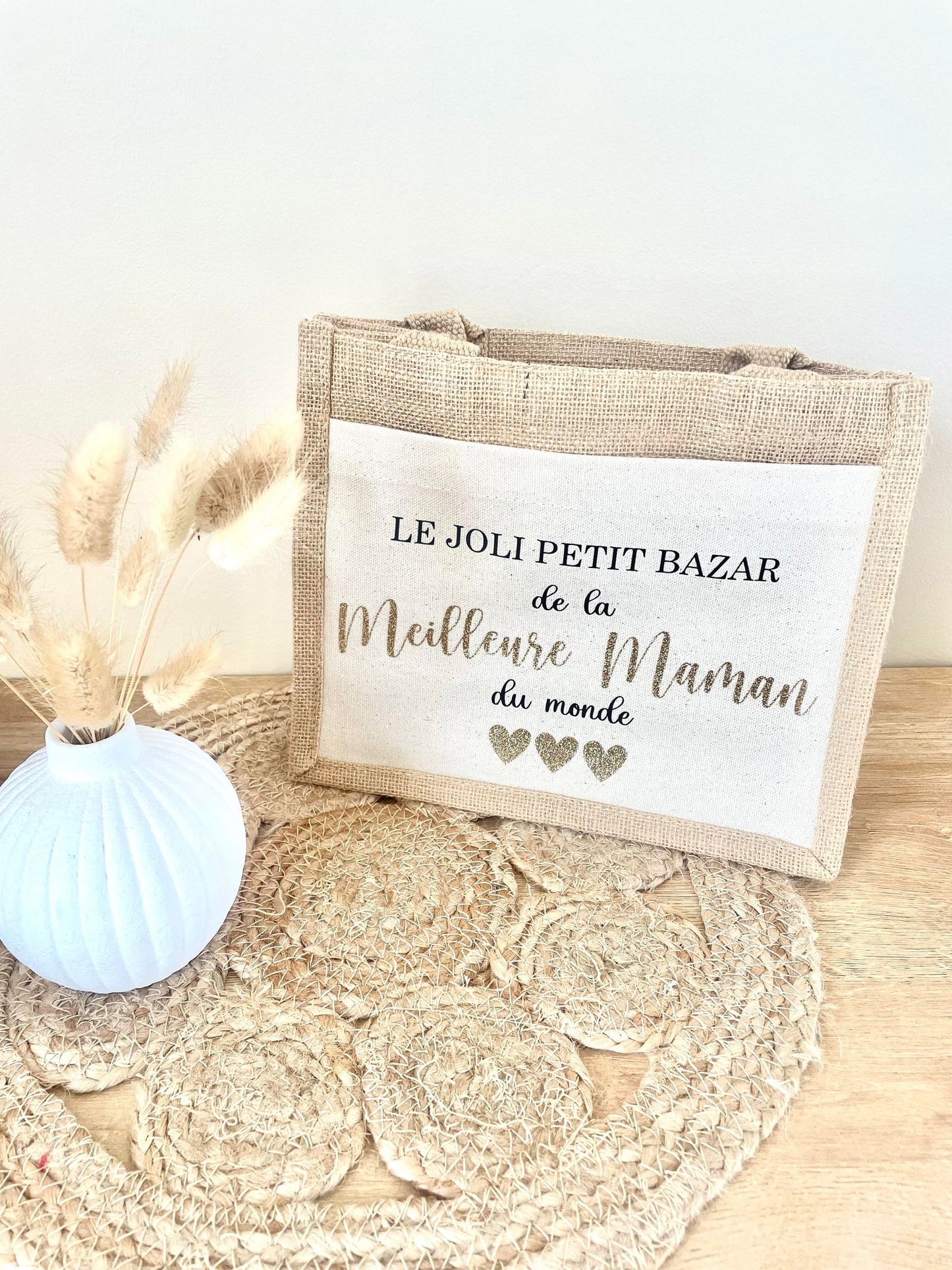 Petit sac toile de jute Meilleure Maman