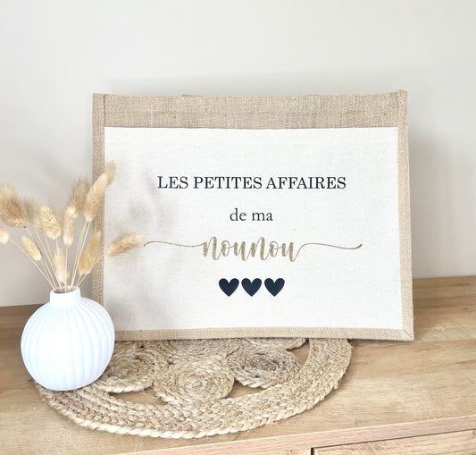 Grand sac en toile de jute Nounou