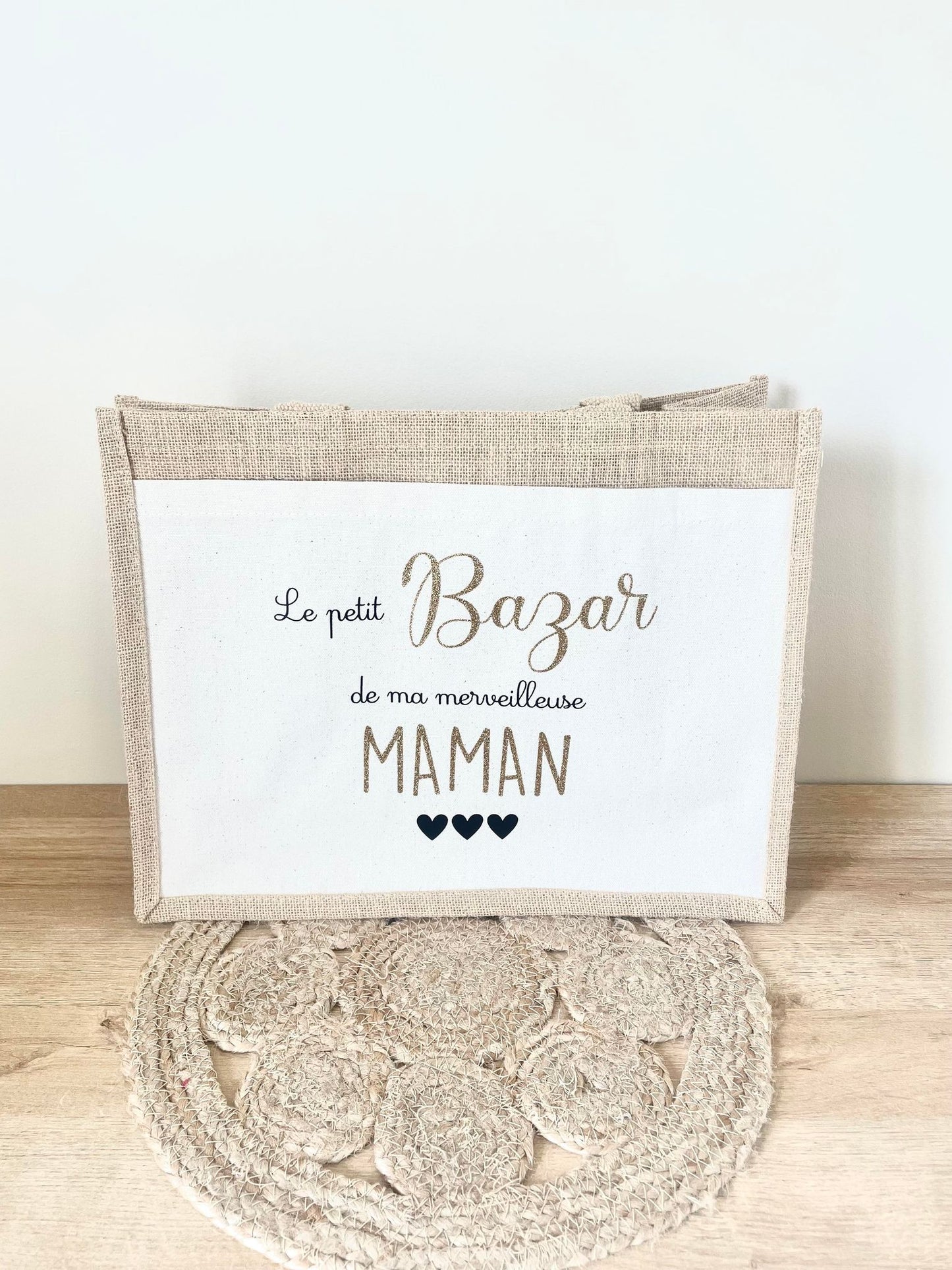 Grand sac en toile de jute Merveilleuse Maman