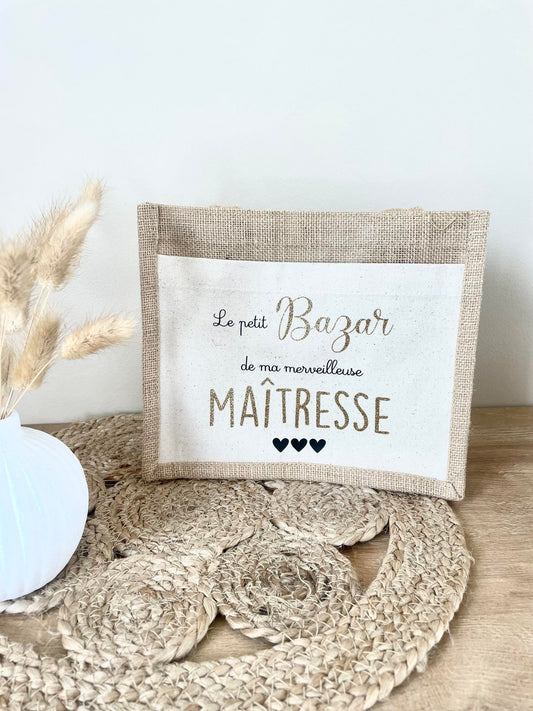 Petit sac en toile de jute Maîtresse