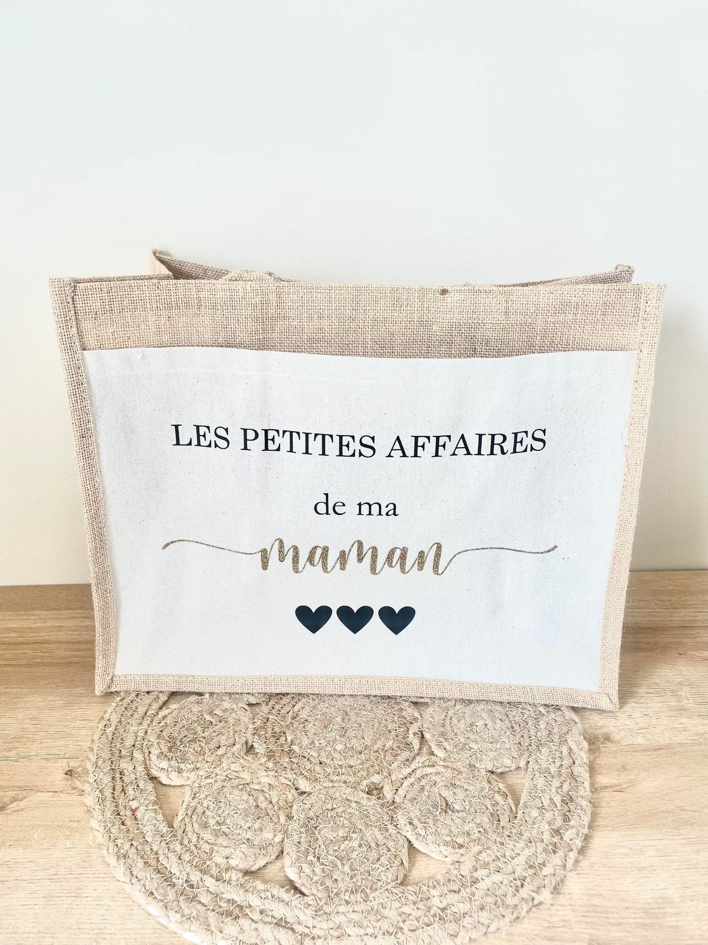 Grand sac en toile de jute Maman