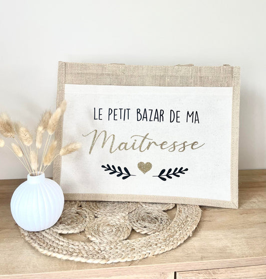 Grand sac en toile de jute Maîtresse