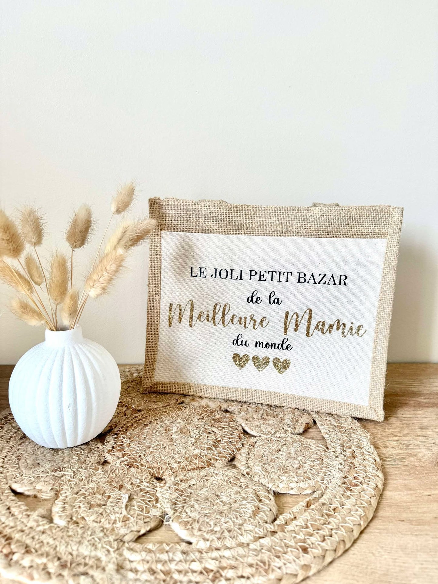 Petit sac en toile de jute Meilleure Mamie