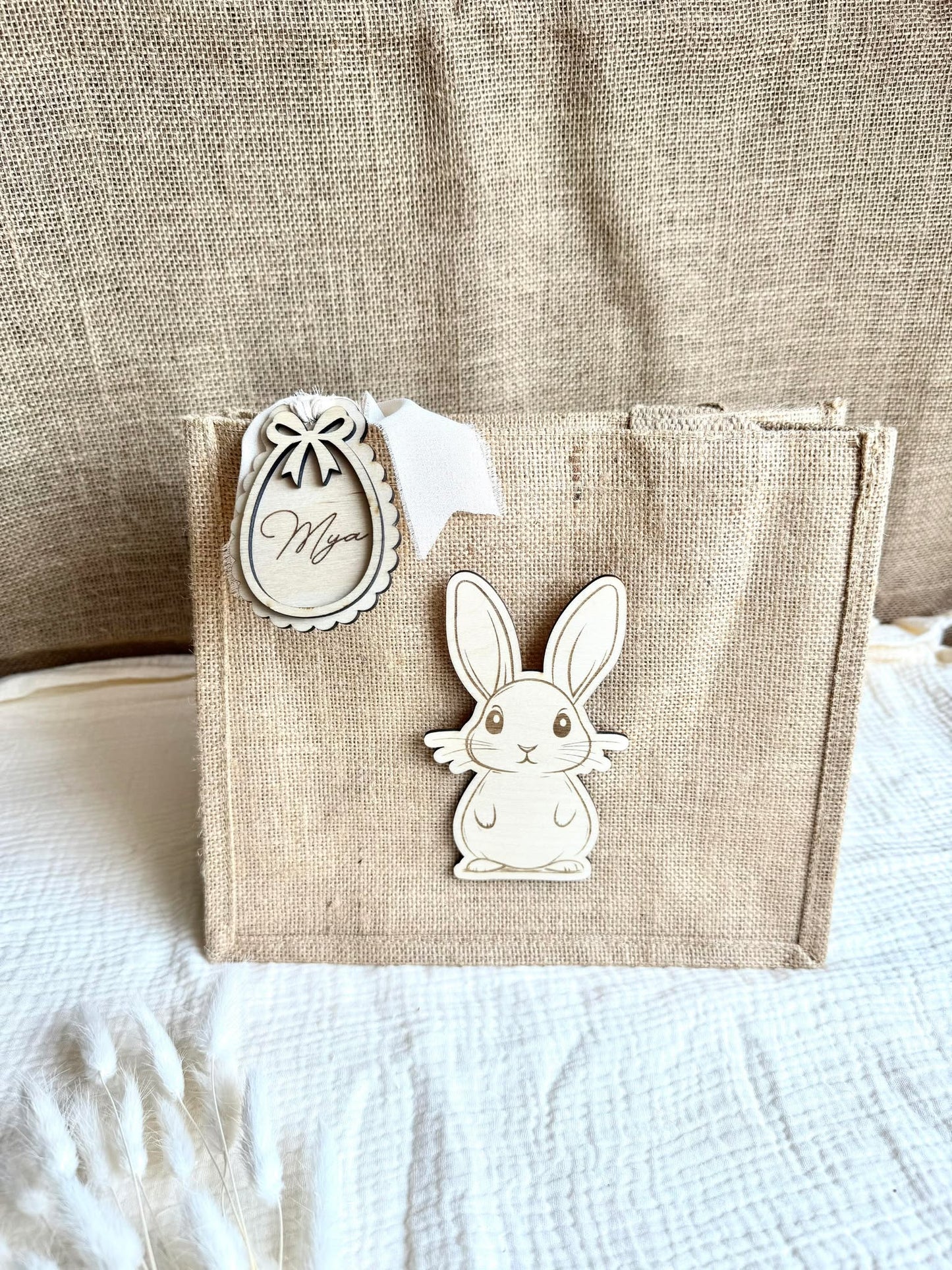 Petit sac en toile de jute de Pâques