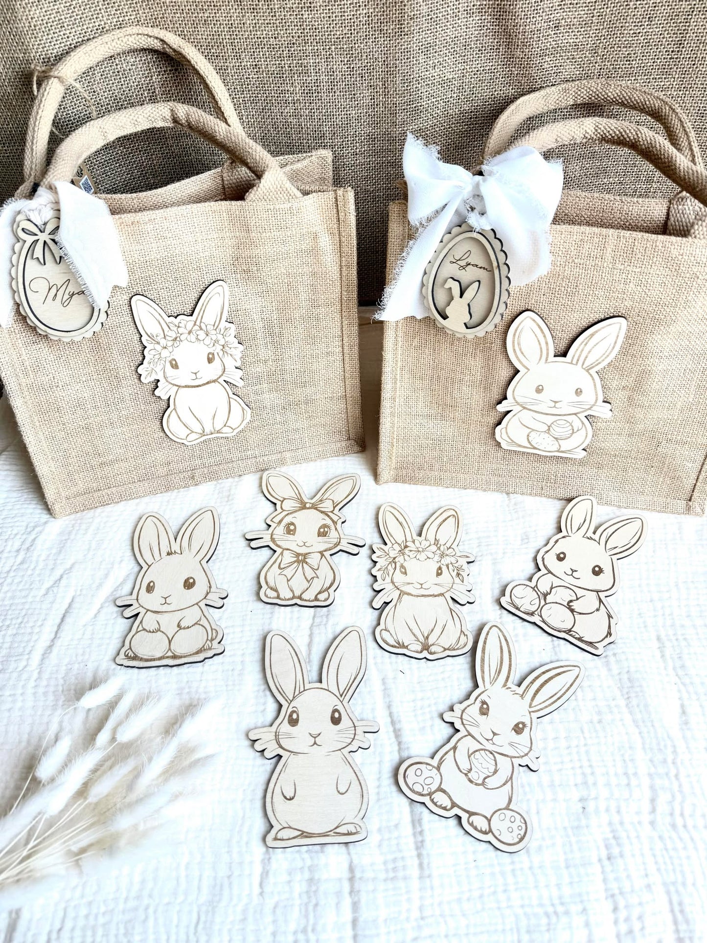 Petit sac en toile de jute de Pâques