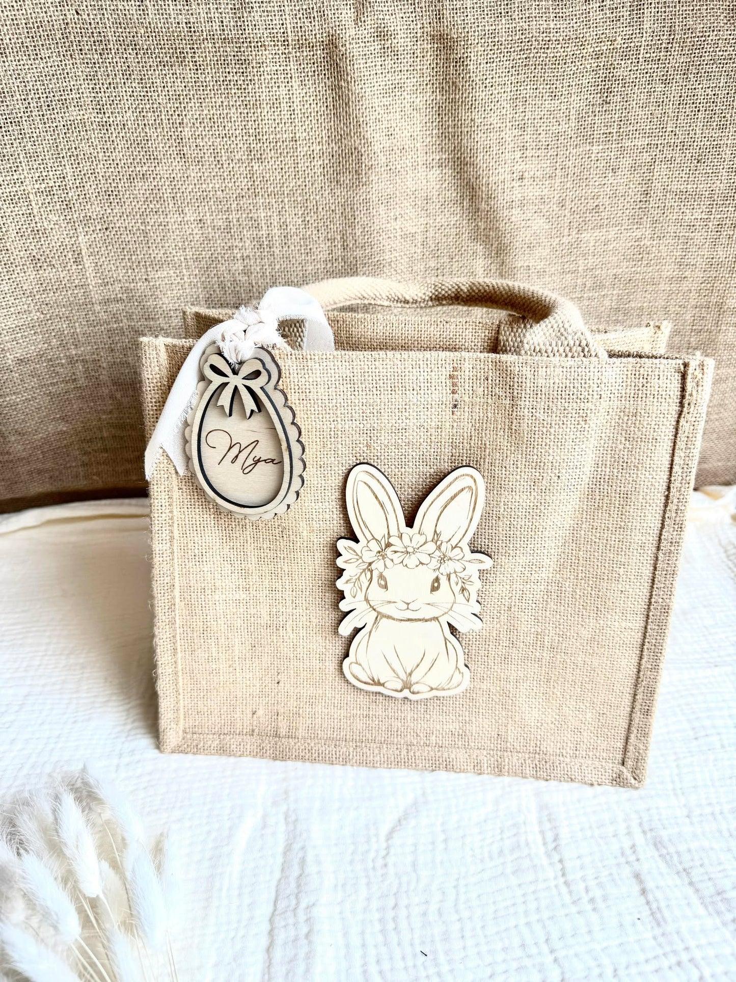 Petit sac en toile de jute de Pâques