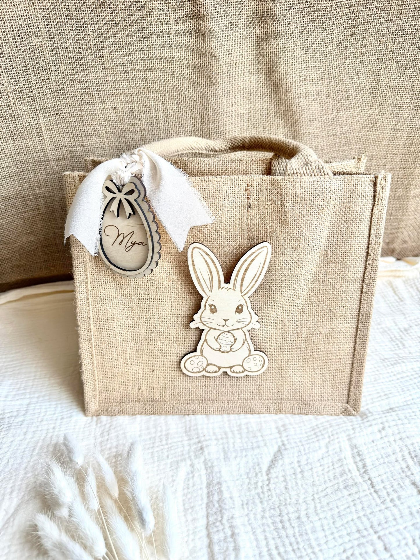 Petit sac en toile de jute de Pâques