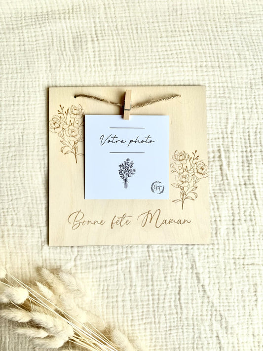 Cadre photo bois Bonne fête Maman