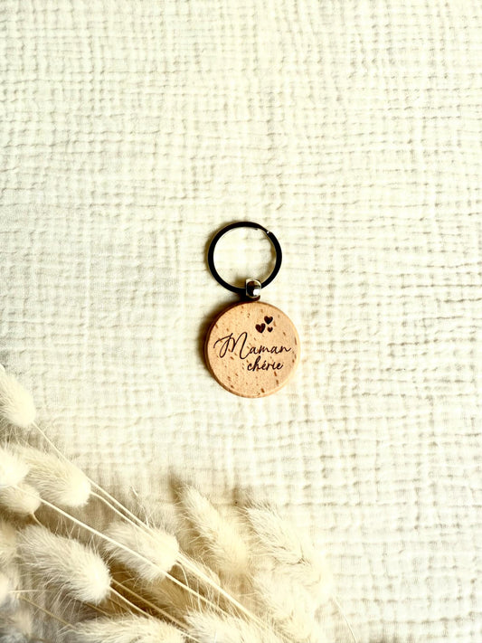 Porte clé rond Maman Chérie