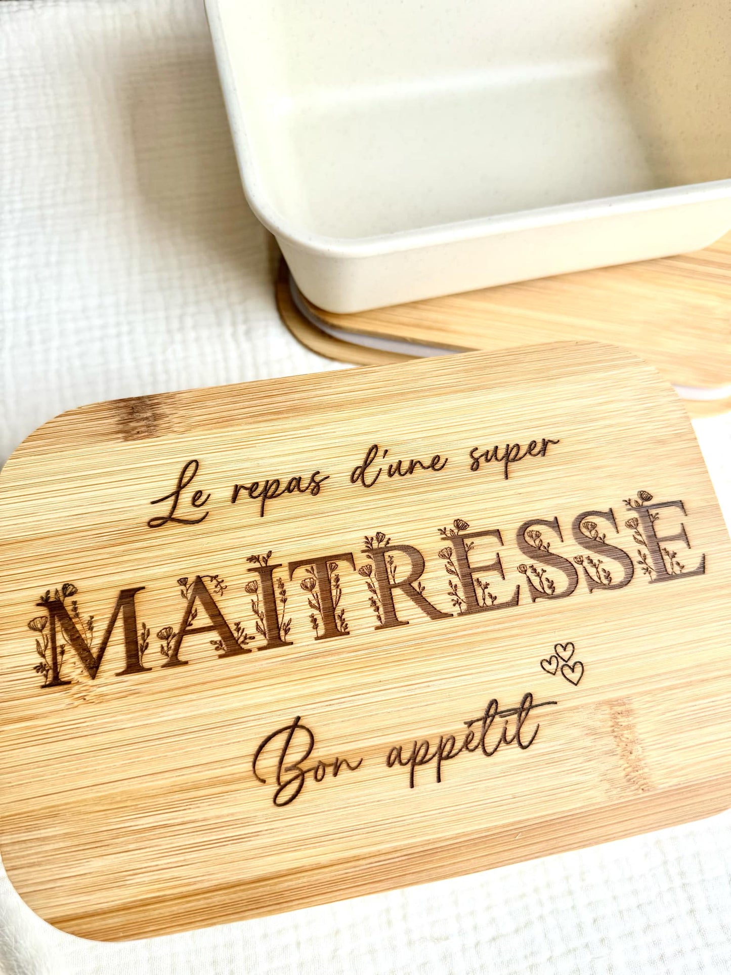 Lunch box Maîtresse lettre fleuries