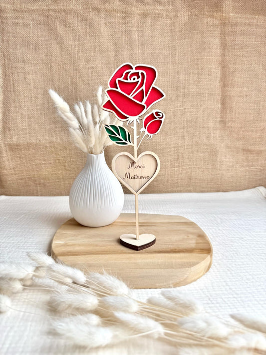 Rose en bois Merci Maîtresse