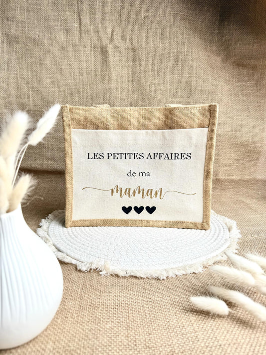 Petit sac en toile de jute Maman