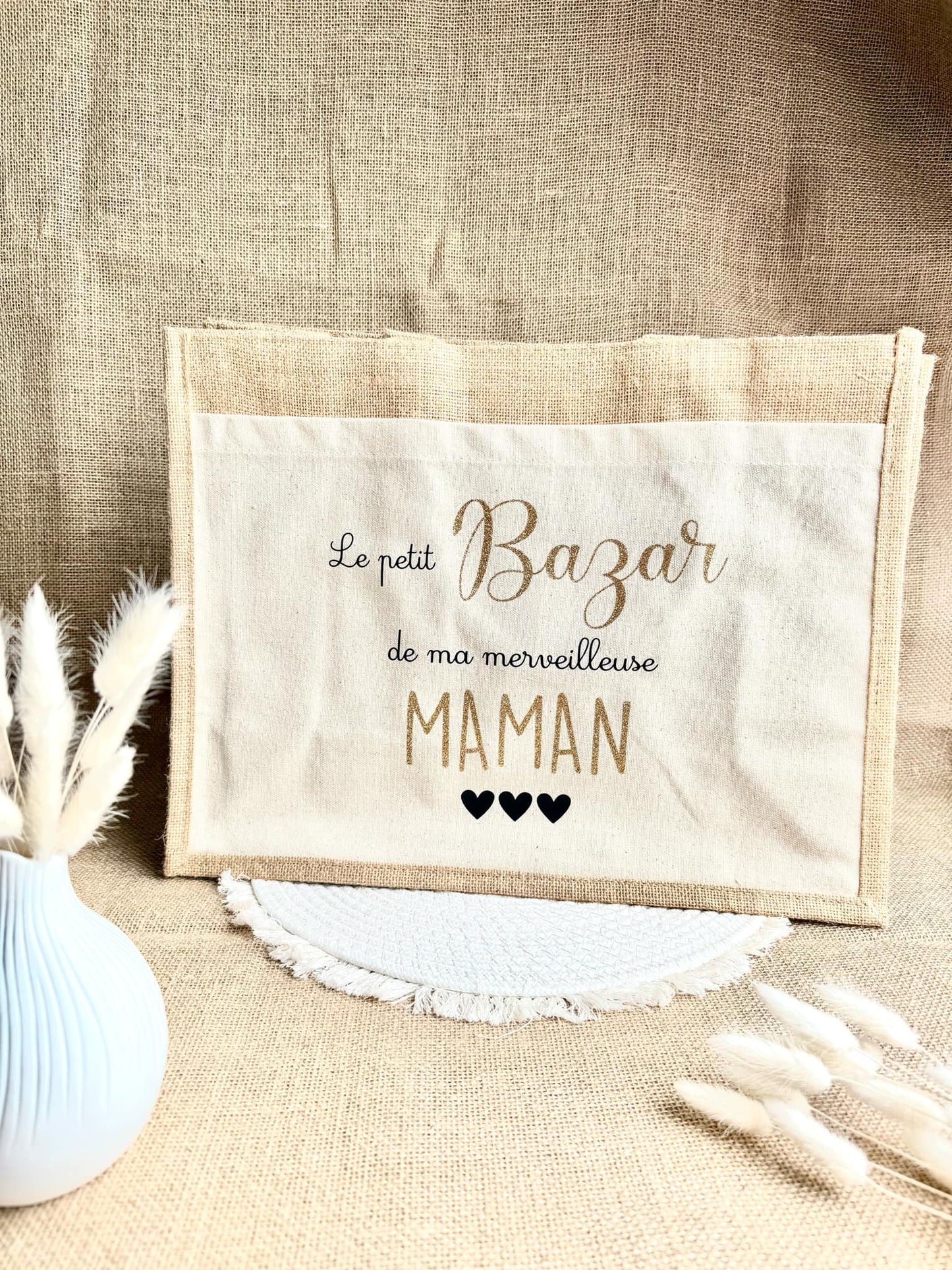 Grand sac en toile de jute Merveilleuse Maman