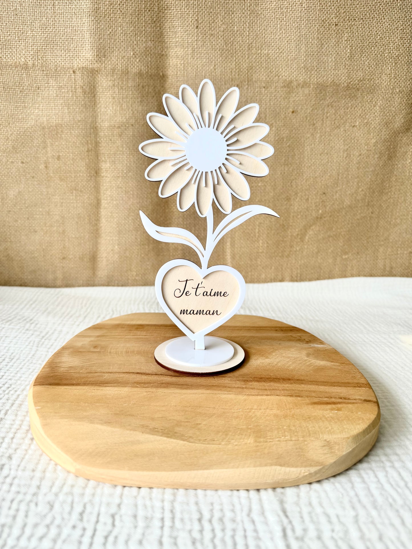 Fleur en bois et acrylique Maman
