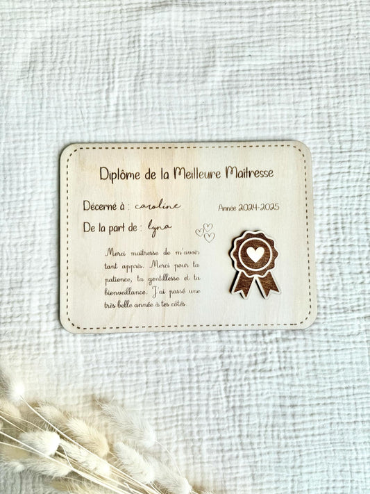 Diplôme de la Meilleure Maîtresse
