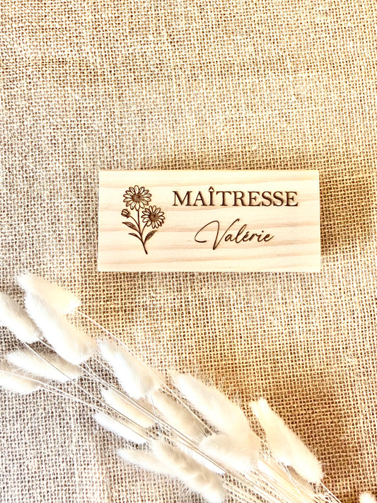 Tampon effaceur tableau Maîtresse + Prénom