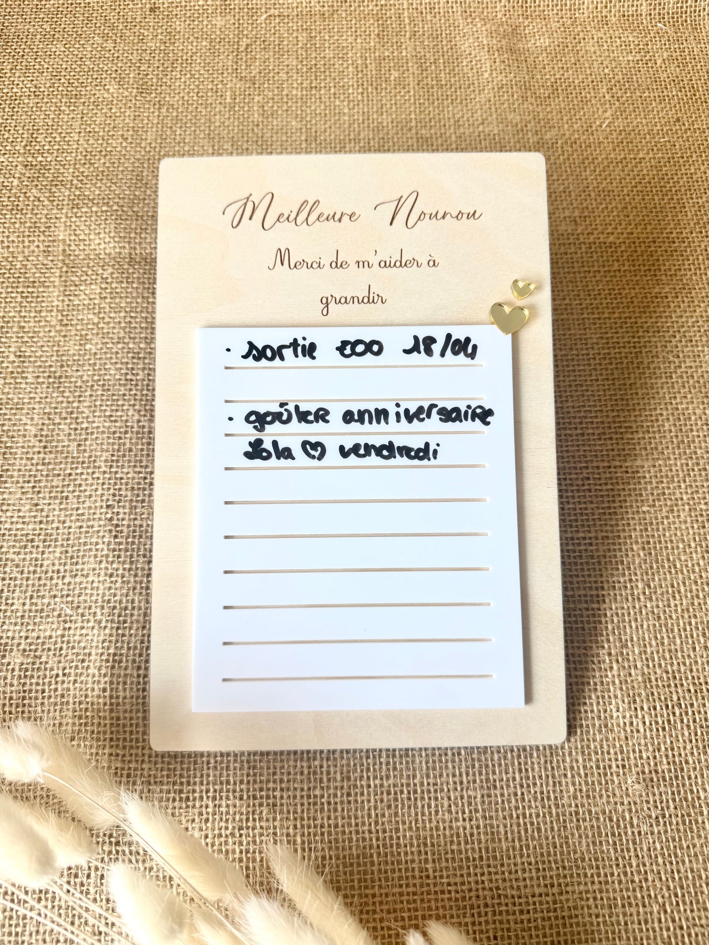 Bloc note bois et plexi Nounou