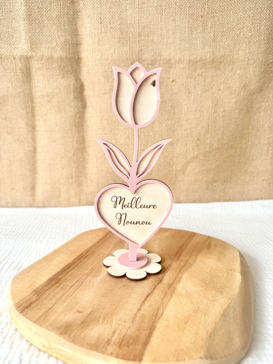 Fleur en bois et acrylique Nounou