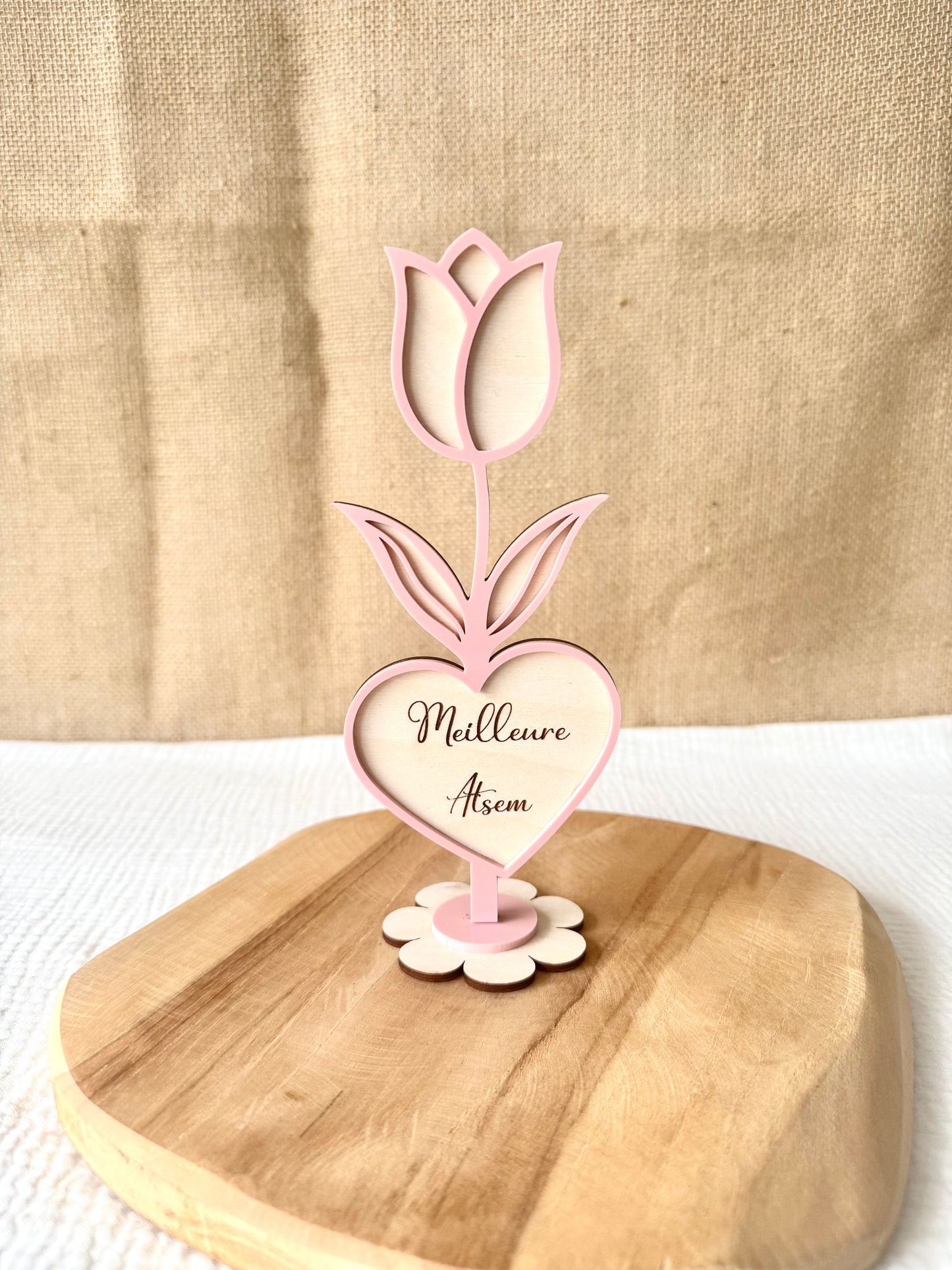 Fleur en bois et acrylique Atsem