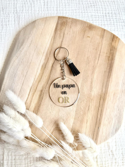 Porte clé Papa en OR